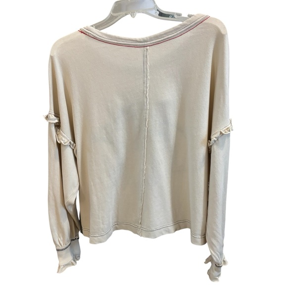 Pilcro/Anthropologie Apres Long Sleeve Ruffled Cotton Tee Size LP. NWT - Picture 6 of 12